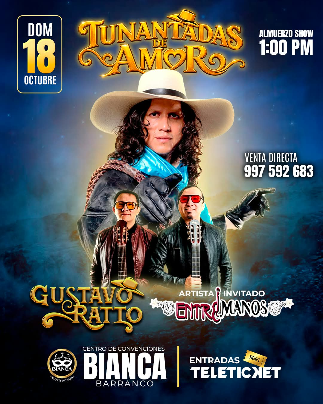 En este momento estás viendo Tunantadas de Amor con Gustavo Ratto y Entre Manos en Barranco ©MGK Producciones
